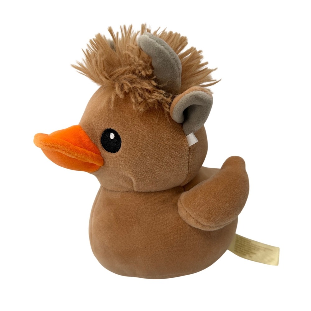 MTY International Highland Cow Duck Plush Brown Stuffed Animal Bird Hybrid 8 in